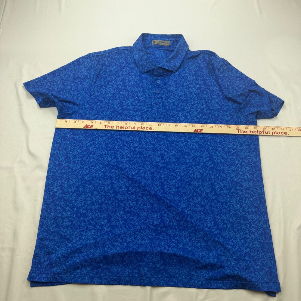 G/FORE Polo Shirt Mens XL Blue Floral Print Performance Golf Short Sleeve - Picture 5 of 9